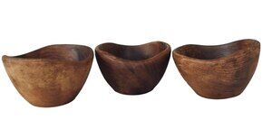 Vintage Wooden Teakwood Bowls Handcrafted Thailand Set of 3 (6"x3.5")
